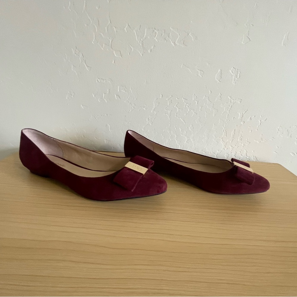 Kate Spade New York Norah Wine Burgundy Leather Pointy Toe Flat Size 8 - Picture 4 of 4